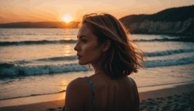 La révélation secrète derrière la femme face au coucher de soleil qui inspire l’art, la psychologie et la photographie moderne